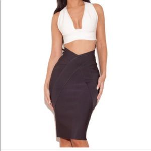 House of cb charcoal grey bandage midi skirt